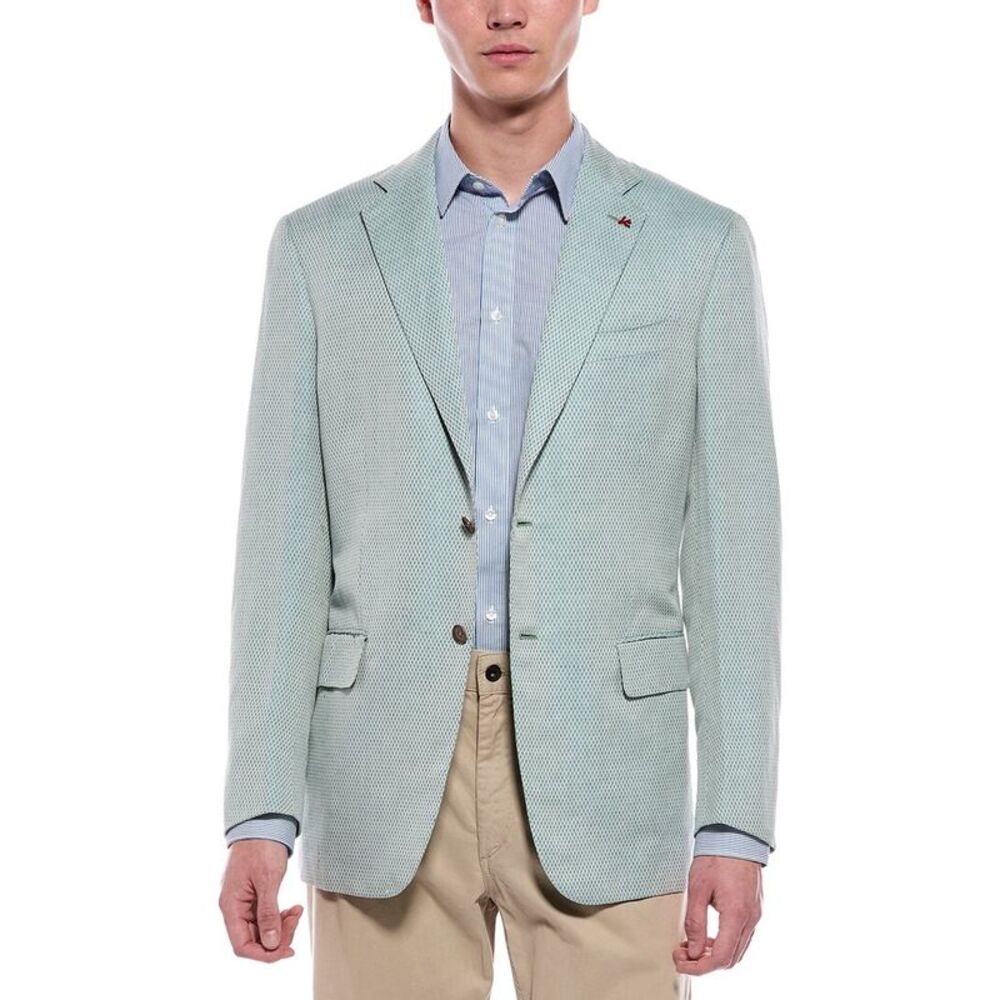 Isaia Mens Linen-Blend Jacket, Green